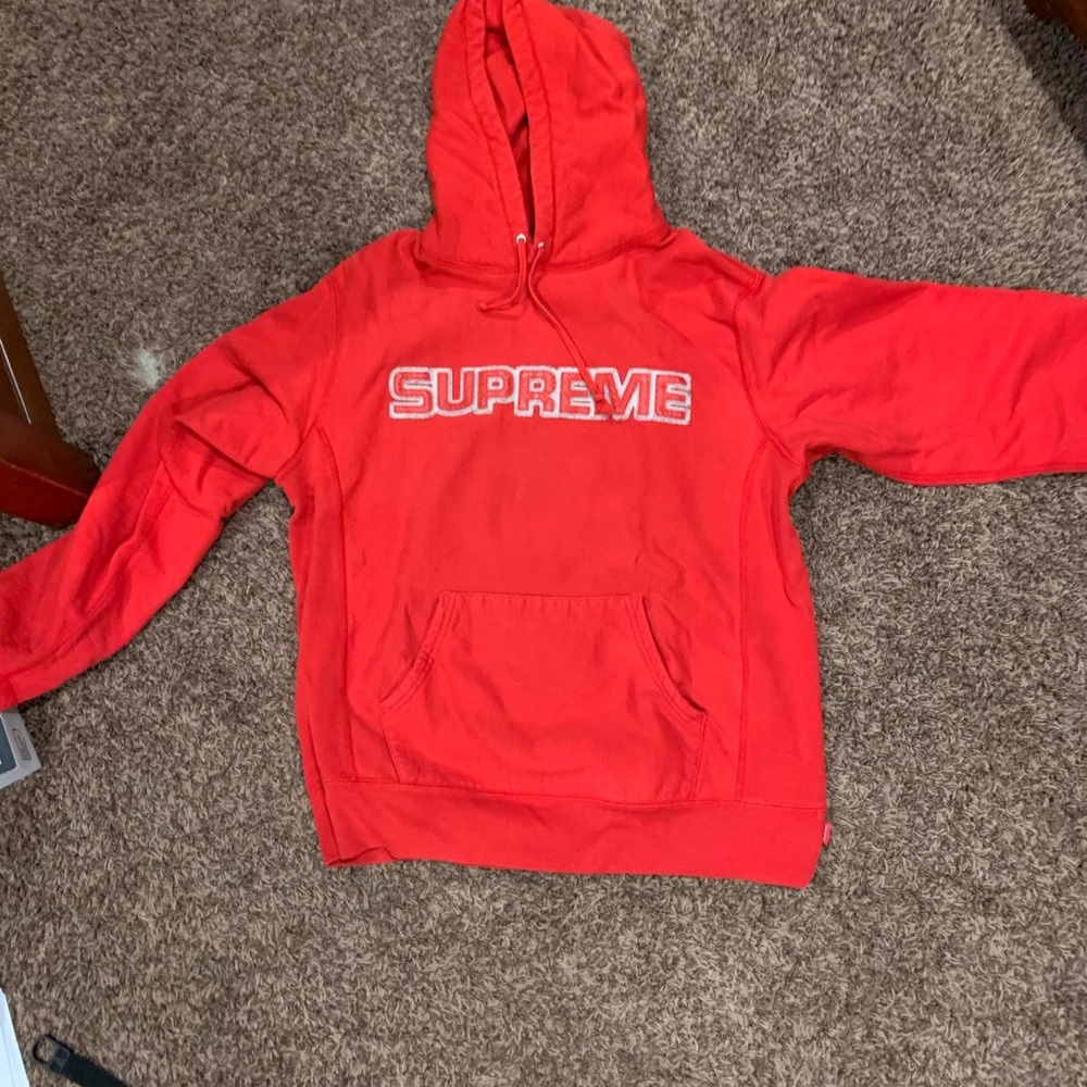 Supreme Perforated Leather Hooded Sweatshirt Red